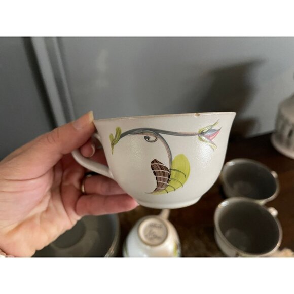 Denby Langley Spring Five (5) flat Cup + saucer set Stoneware | Made in England - Picture 6 of 9